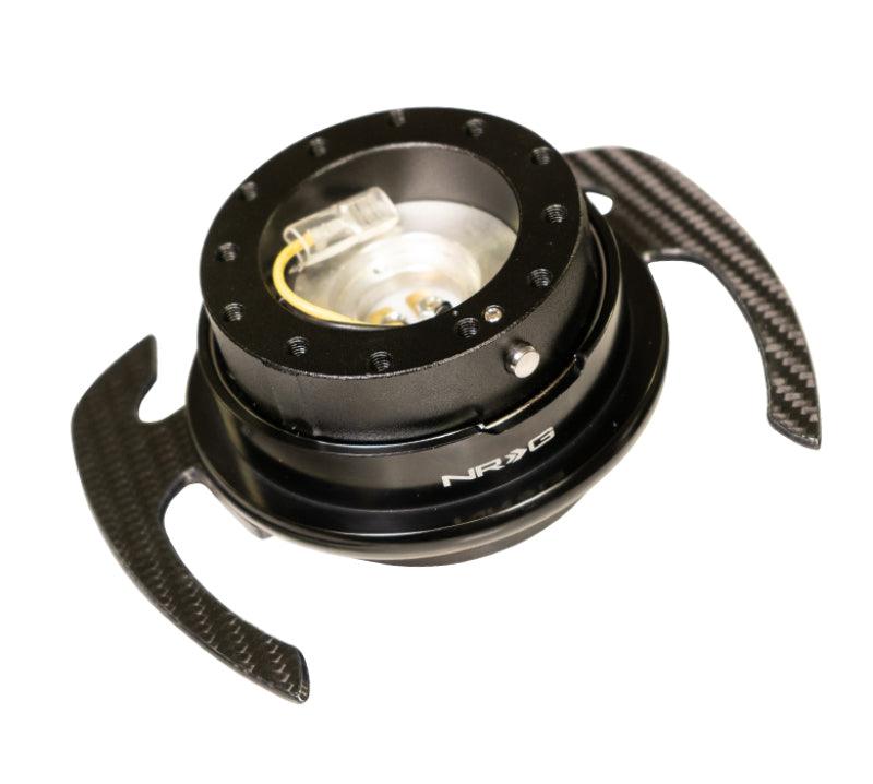 NRG Quick Release Kit Gen 4.0 - Black Body / Black Ring w/ CF Handles - Attacking the Clock Racing