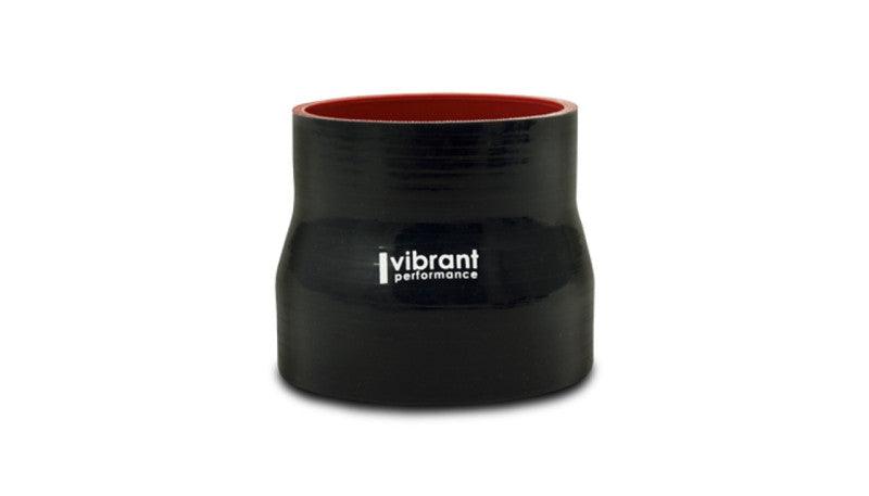 Vibrant 3.5in I.D. x 4.250in I.D. x 4.5in Long 4 Ply Gloss Black Silicone Transition Hose - Attacking the Clock Racing