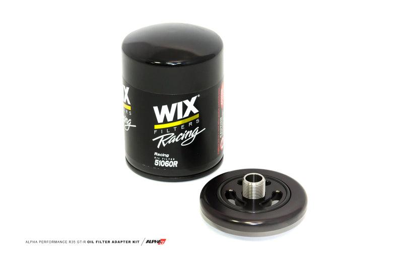 AMS Performance 2009+ Nissan GT-R R35 Alpha CNC Billet Oil Filter Adapter w/Race Filter - Attacking the Clock Racing