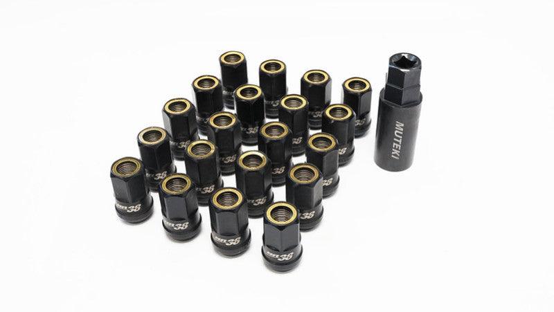 Wheel Mate Muteki HR38 Open End Lug Nuts 12x1.25 Titanium Chrome / Yellow Ring - Attacking the Clock Racing