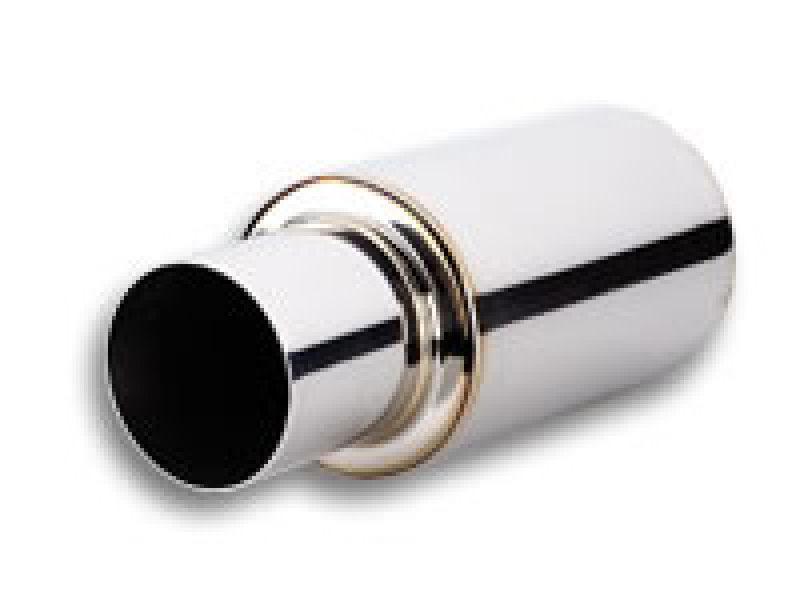 Vibrant TPV Turbo Round Muffler (17in Long) with 4in Round Tip Straight Cut - 3in inlet I.D. - Attacking the Clock Racing