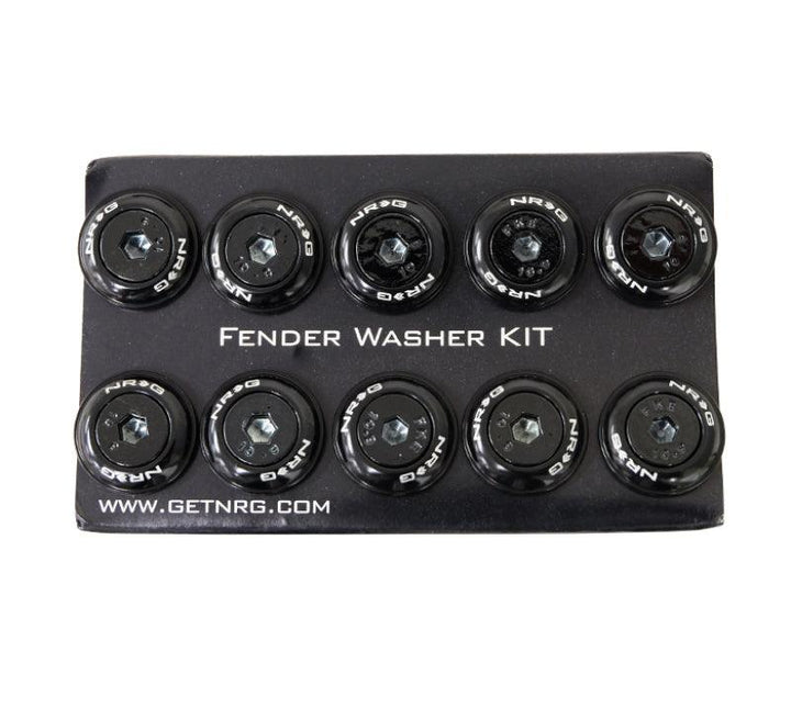 NRG Fender Washer Kit w/Color Matched M6 Bolt Rivets For Plastic (Black) - Set of 10 - Attacking the Clock Racing