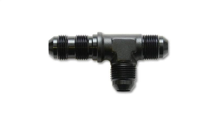 Vibrant -3AN Bulkhead Adapter Tee on Run Fittings - Anodized Black Only - Attacking the Clock Racing