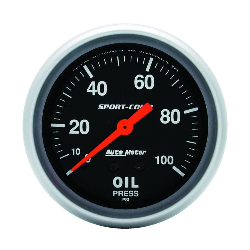 Autometer Sport-Comp 66.7mm 0-100 PSI, Mechanical Oil Pressure - Attacking the Clock Racing