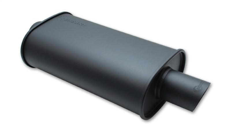 Vibrant StreetPower FLAT BLACK Oval Muffler with Single 4in Outlet - 4in inlet I.D. - Attacking the Clock Racing